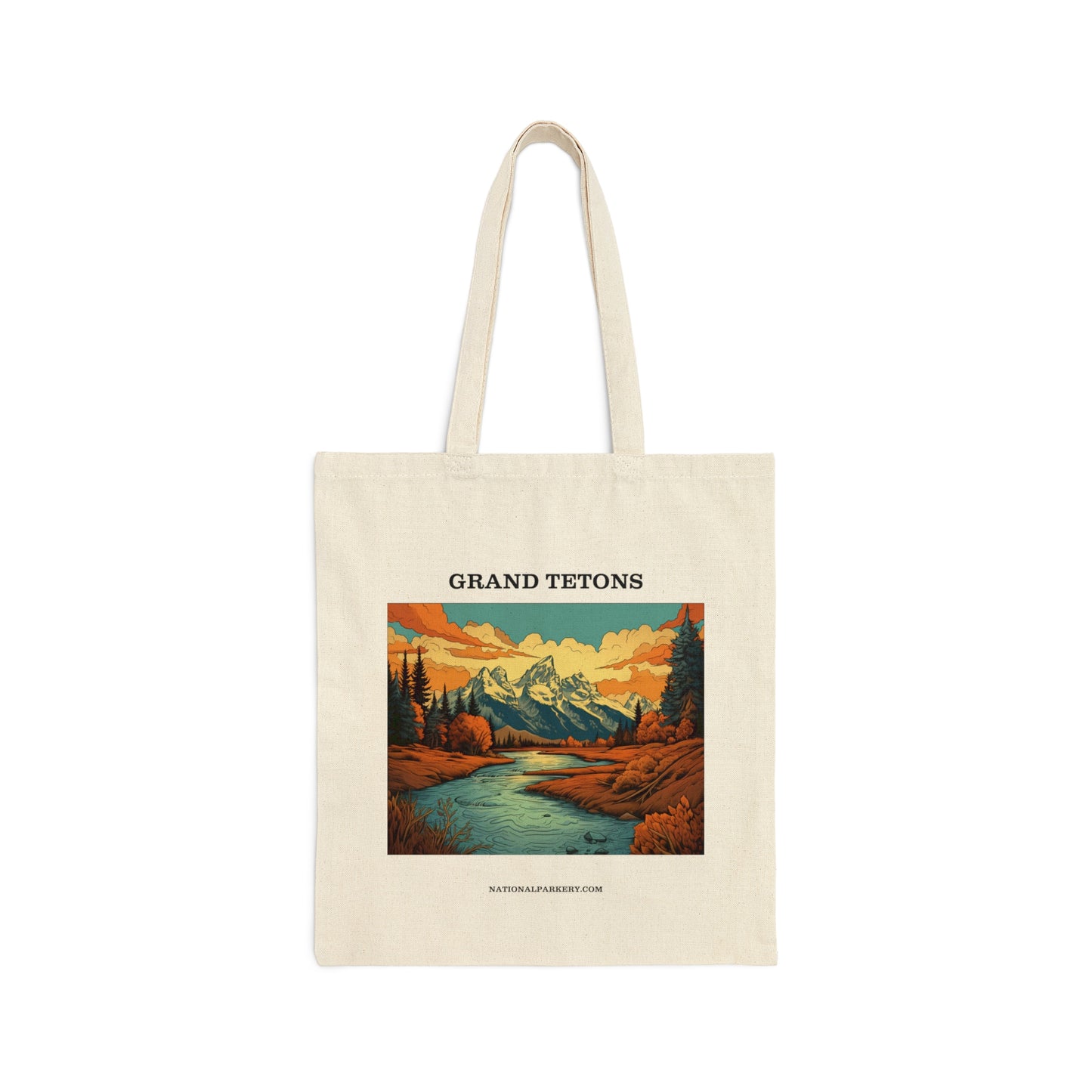 Grand Tetons Cotton Canvas Tote Bag