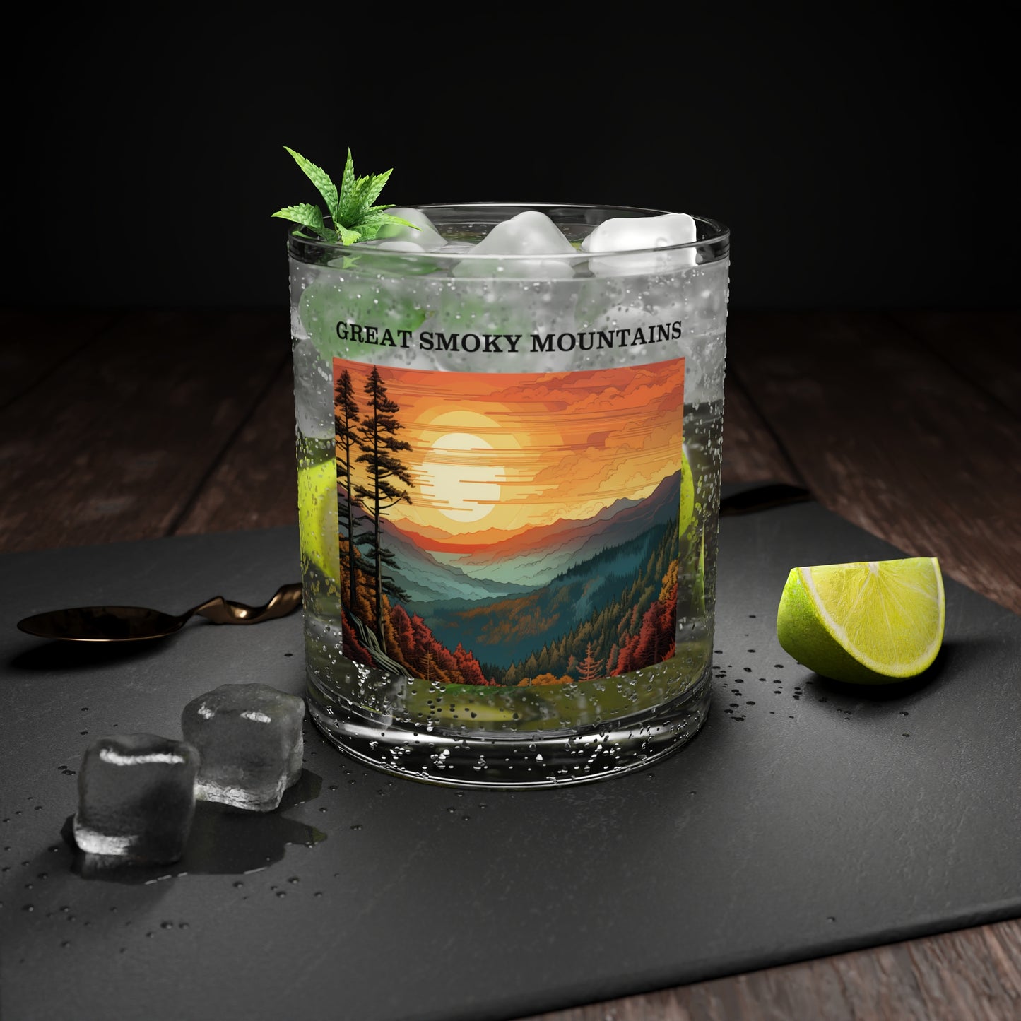 Great Smoky Mountains Bar Glass